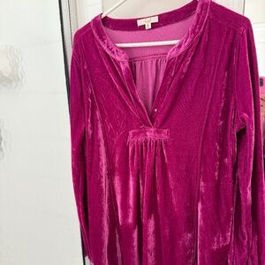 Magenta V Neck Maternity Dress
